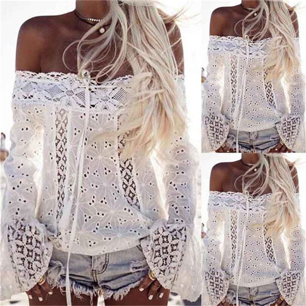 

maternity tees summer women lace white blouse turtleneck shirt elegant ladies ol translucent horn long sleeve slim shirts 230512