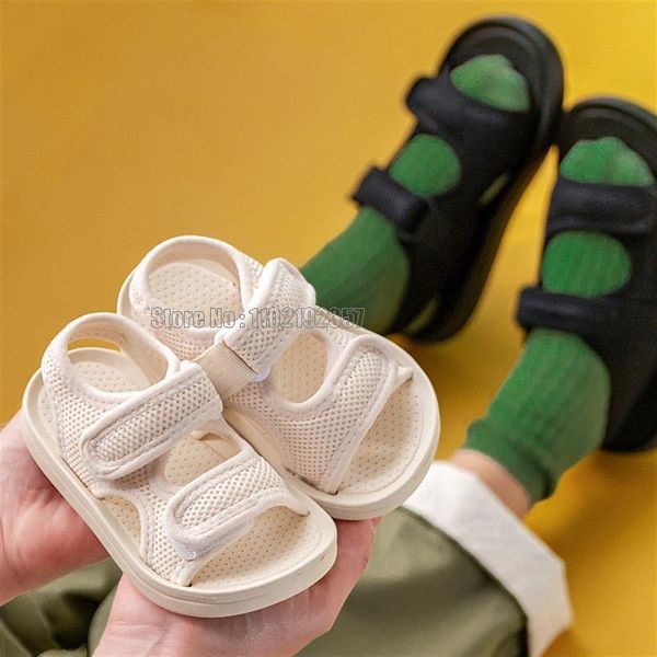 

slipper summer children sandals breathable toddler kids light sole girls boys hollow solid casual little baby shoes 230511, Black;grey