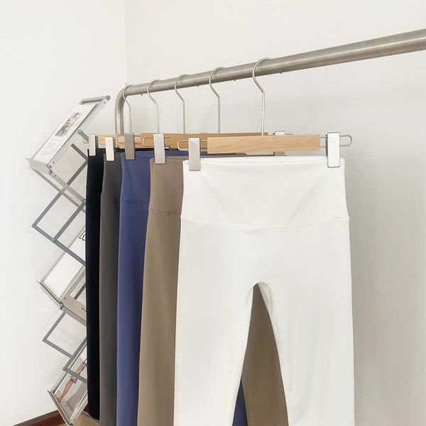 

lulu's same double sided nude yoga pants milk white no awkwardness thread high waist peach hip slim fitness crop