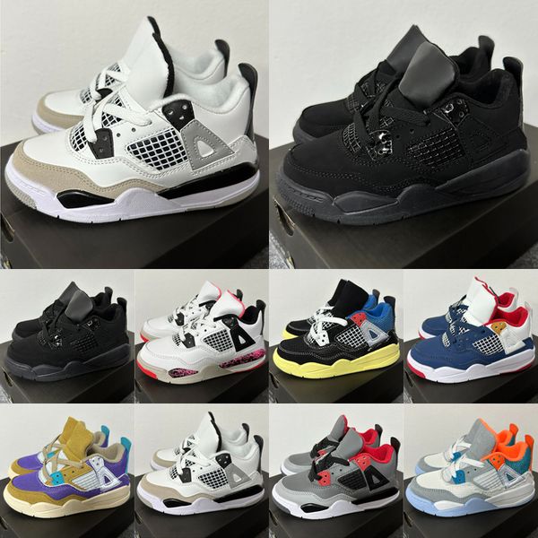 

kids shoes 4 basketball 4s designer sneakers boys military black cat trainers baby kid shoe fire red thunder girls children youth toddler in