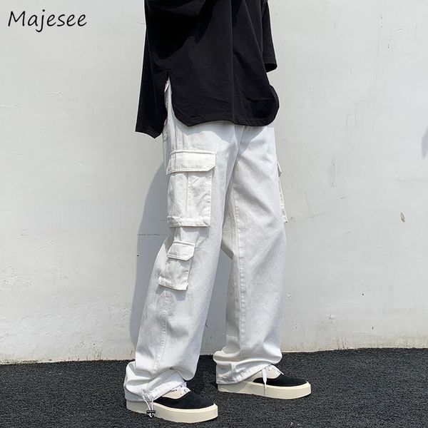 

men's pants casual pants men cargo summer thin pockets retro fashion high street loose trousers bf all-match daily simple clothes haraj, Black