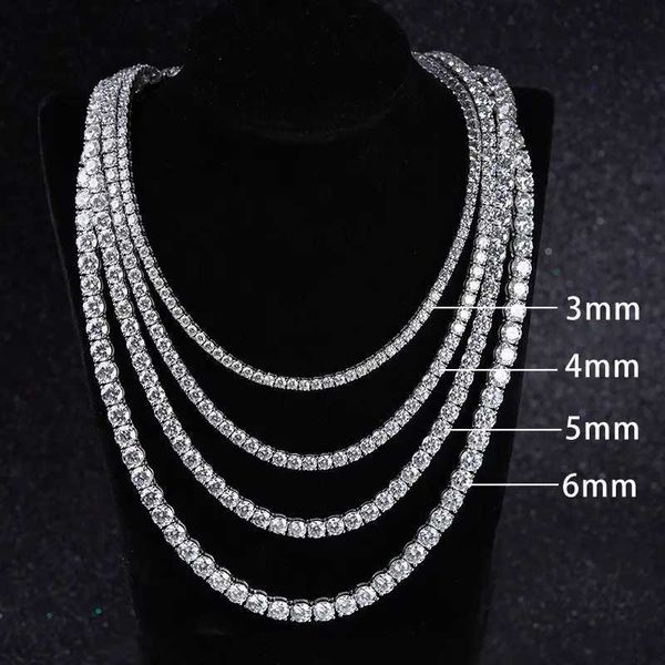 

hip pop 14k white gold tennis chain moissanite chain men tennis link chain, Silver