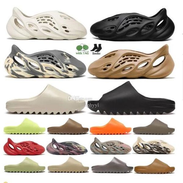 

slippers for men women foam runners sandals onyx bone pure sand ararat us 13 36-48 pantoufle fashion designer sliders beach shoes flip flops, Black