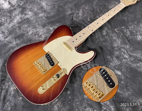 

electric guitar in stocking can ship out at once cream pickguard gold tail and parts maple neck and fingerboard black dots inlay