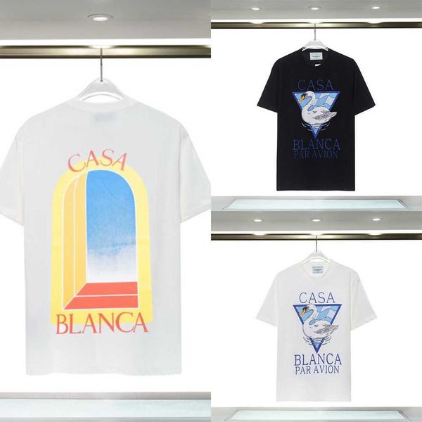 

mens womens designer t shirt printed fashion man tshirt qualities cotton casual tees short sleeve luxury hip hop streetwear casablanc tshirt, White;black