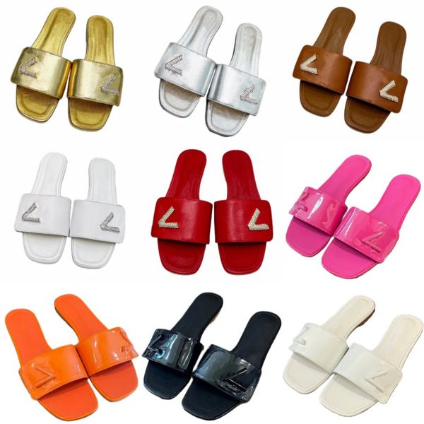

women's new slippers summer luxury designer sandals outdoor non-slip beach shoes fashion belt drill casual shoes pool shoes leather low, Black