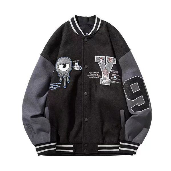 

men's hoodies & sweatshirts american retro design sense baseball jacket men's spring and autumn loose casual fashion label autumn, Black