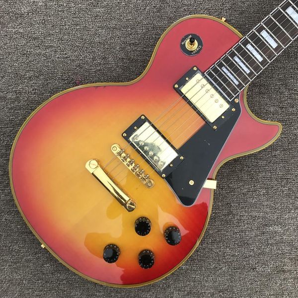 

customized electric guitar, gold hardware,mahogany fingerboard, cherry maple top