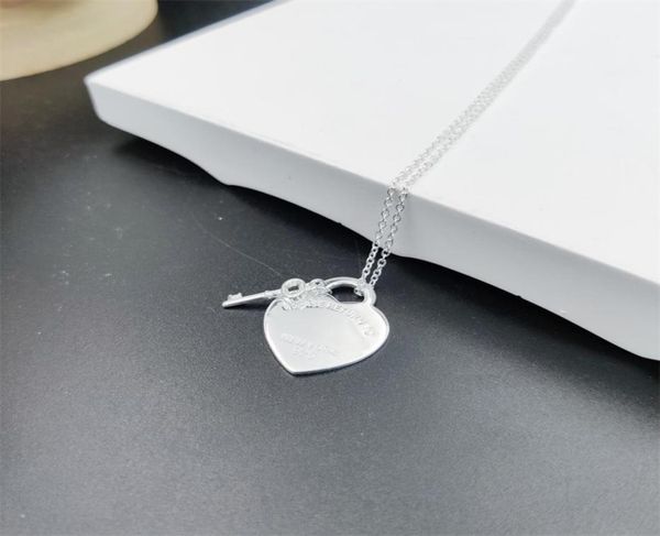

blue box classic tf 925 silver love key necklacedouble hearts pendant designer women039s fashion party jewelryoriginal 11 lu2756760