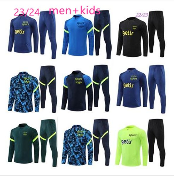 

23/24 spurs soccer tracksuit set training suit 21/22 tottenham long sleeve kane tracksuit football jacket chandal futbol and kids survetemen, Black