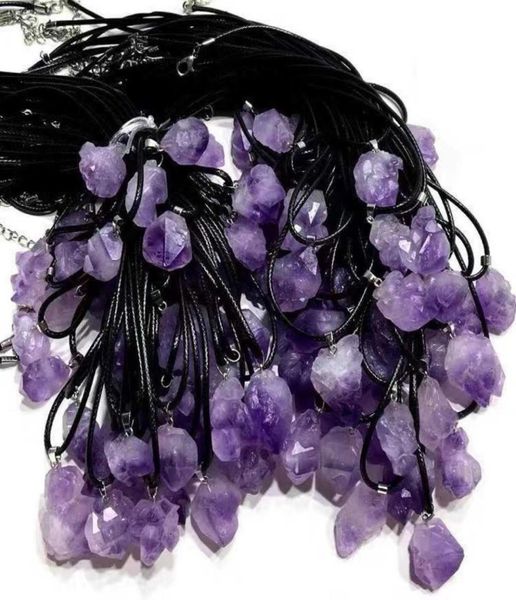 

natural crystal pendant amethyst rough stone necklace whole clear quartz fluorit citrine rose quartz1529021, Silver