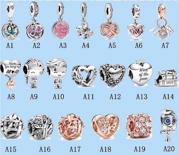

925 silver beads charms fit pandora charm mother's day series hanging beaded fixing clip beads diy, Black