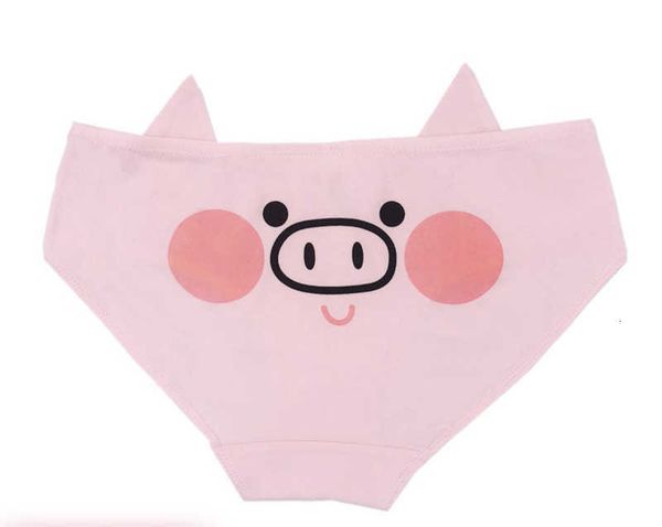 

2023 new cartoon long term printed cute triangle underwear with three-dimensional ears women's waist pure cotton, Black;pink
