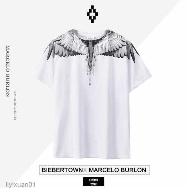 

designer marcelos burlons pink purple winged short sleeve men's and women's street t-shirts summer fashion ins 1 3lf6, White;black