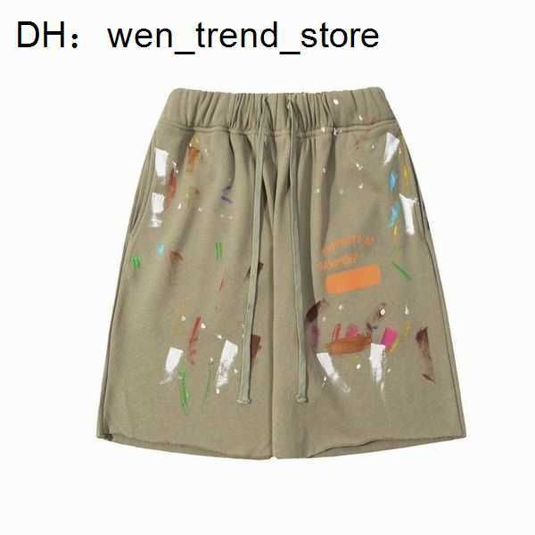 

men's shorts american fashion brand galleryes depts hand-painted splash printing pure cotton terry fog high street 5-point casual pants, White;black