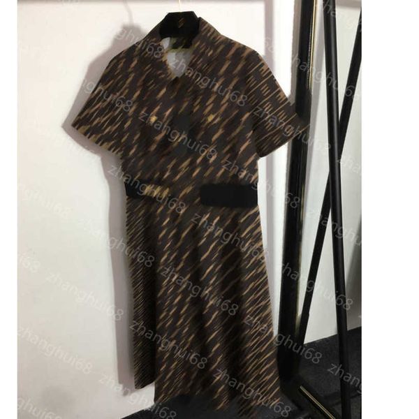 

23ss womens designer clothing women dresses summer dress presbyard double f letter print breast pocket lapel short sleeve zipper dress women, Black;gray