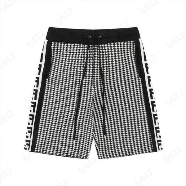 

designer mens shorts summer classic brand logo black and white color contrast elastic drawstring jacquard knitted sports shorts male clothes, White;black