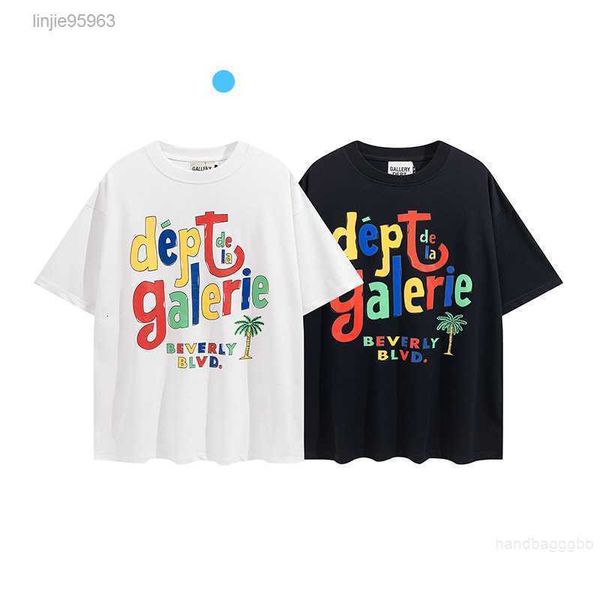 

men t-shirt gall dep cotton fashion designer casual brand rainbow printing short sleeve men's round neck oversize 4f6k, White;black
