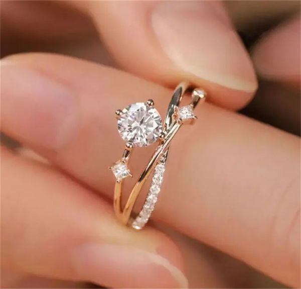 

gorgeous zircon rhinestone wedding rings - add a cosmic sparkle to your special day, Golden;silver
