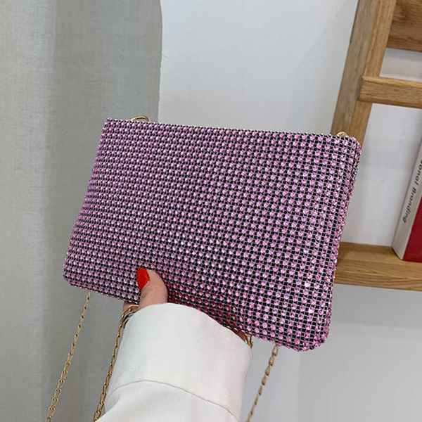 

evening bags light luxury solid color diamond shoulder crossbody for women trendy mobile wallet armpit bag 2023 230427