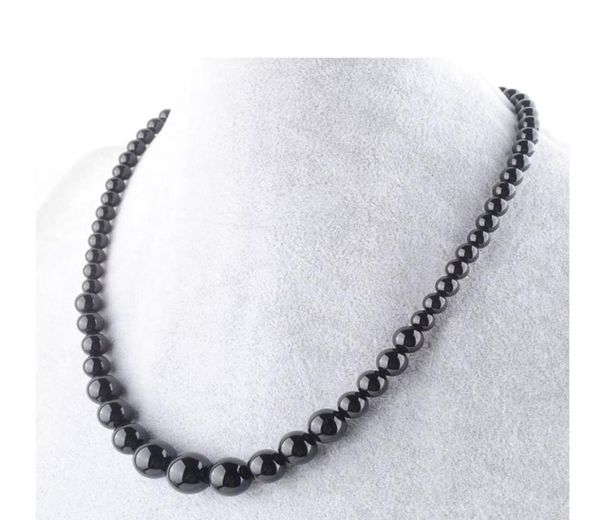 

wojiaer black jades gemstone necklace 614mm graduated round beads women 175 inches strand jewelry f30094784720, Silver