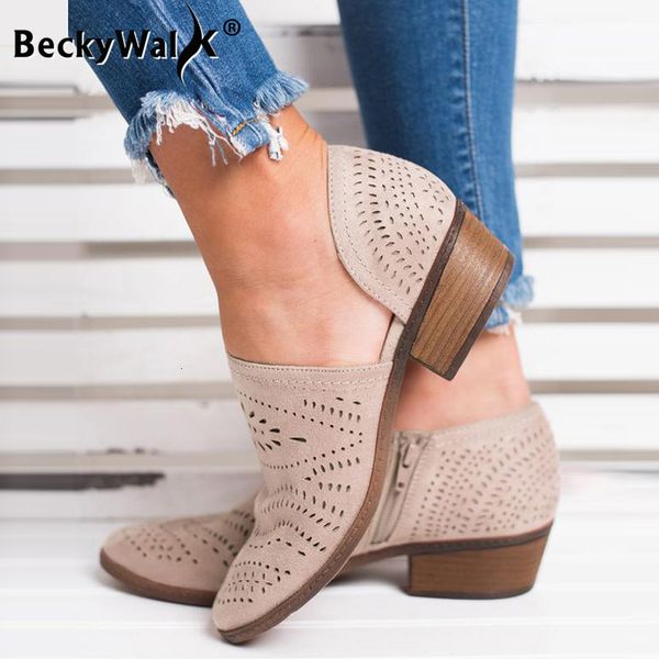

dress shoes women's autumn low boot hollow zapatos de mujer large size 43 thick pump wsh3395 230512, Black