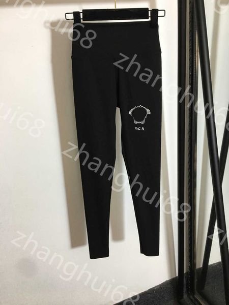 

23ss women designer leggings womens leggings pants yoga pants new portrait letter reflective print elastic slim leggings women clothes, Black