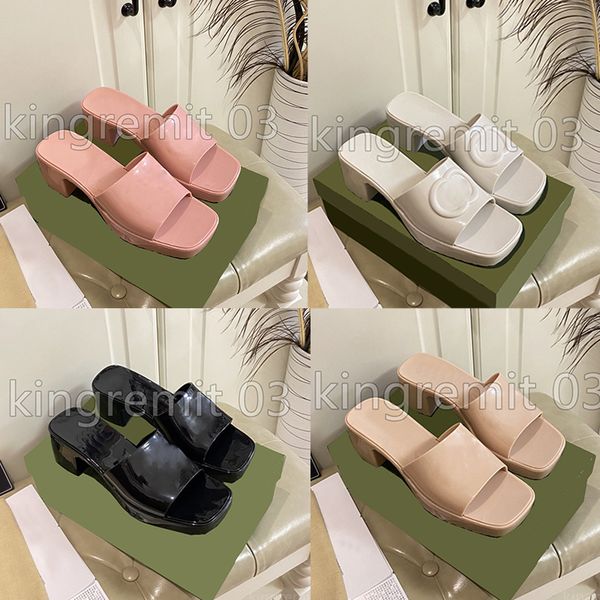 

ggity designer chunky sandals jelly women slippers thick bottom rubber slides high heels sandals platform slipper pink green candy colors ou, Black