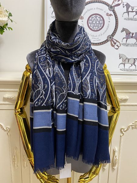 

women's long scarf scarves shawl silk cashmere material print letters flowers pattern size 190cm -60cm, Blue;gray