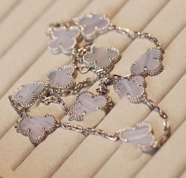 

luxury quality v gold material 10pcs flower charm pendant necklace with white shell beads malachite have stamp box ps5133, Silver