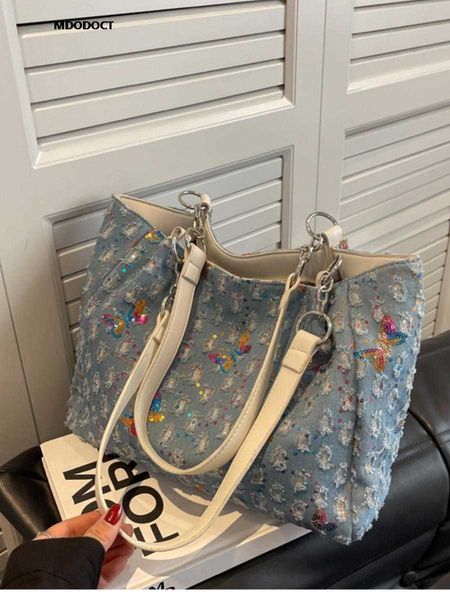 

new summer large capacity denim canvas tote bags casual fashion luxury designer for women shoulder y2k shopping handbags trendy 230512