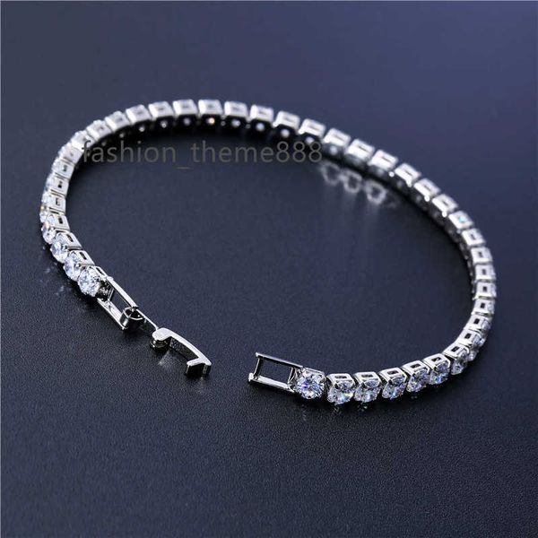 

luxury 4mm cubic zirconia tennis bracelets iced out chain crystal wedding bracelet for women men gold silver color bracelet