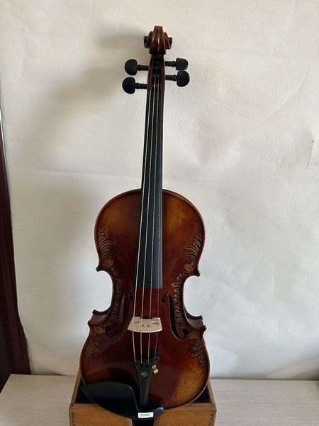 

master 4/4 violin solid flamed maple back spruce hand carved k2961