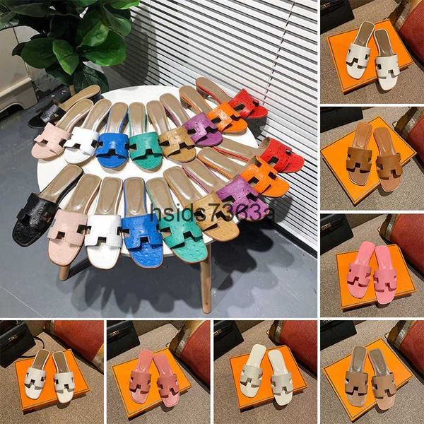

oran h designer sandals womens slippers summer ladies luxury vintage mule flat brown pink white green beach tourism word slipper female dhga, Black