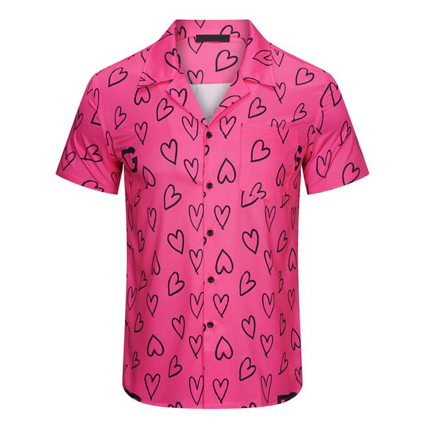 

6 2023new short sleeve shirt printed mens and womens high-quality designer real silk shirt polo size  l xl 2xl 3xl#05, White;black