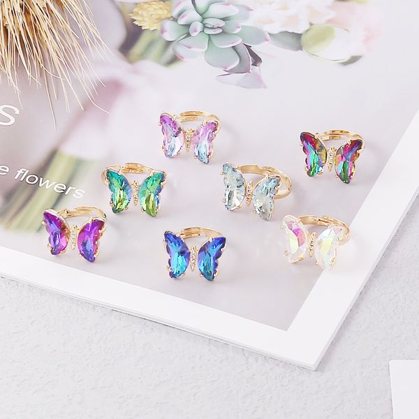 

Beautiful INS Style Crystal Butterfly Ring Adjustable Rings Jewelry for Women Gift