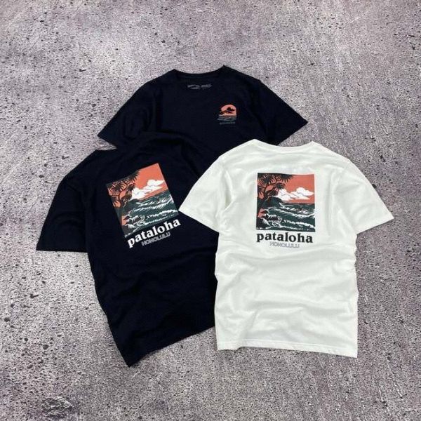 

patagonias men t shirt designer shirts mens casual shirt womens loose silk shirt short sleeves luxury t-shirt tees, White;black