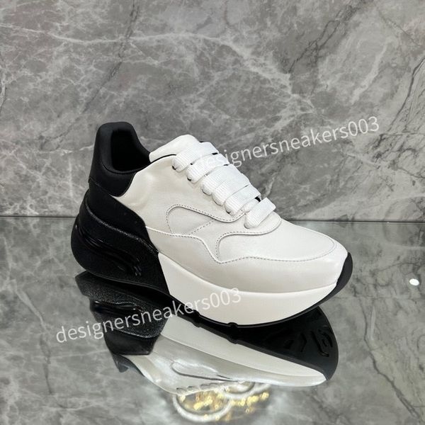 

new women fashion casual shoes classic dirty shoes mid double height bottom trainers leather glitter golden quality2023, Black