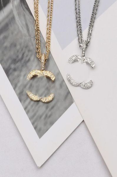 

14k gold plated luxury brand designer pendants necklaces stainless steel letter choker pendant necklace beads chain fashion jewelr4029574, Silver