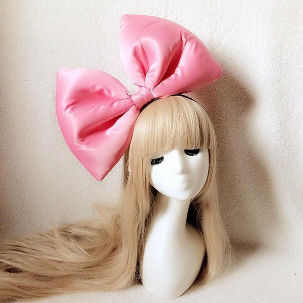 

hair rubber bands oversized super giant big bow bowknot kiki cosplay headband head wear headpieces party po props 230512, Pink
