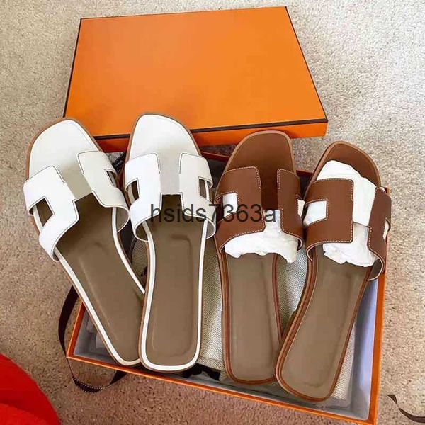 

designer leather ladies sandals summer flat shoes fashion beach women slippers letter drag, Black