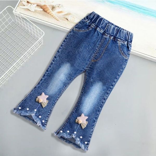 

jeans baby girls boot cut jeans kids fall clothes casual denim pants toddler girl bell bottoms lolita style modern flared trousers 230512, Blue