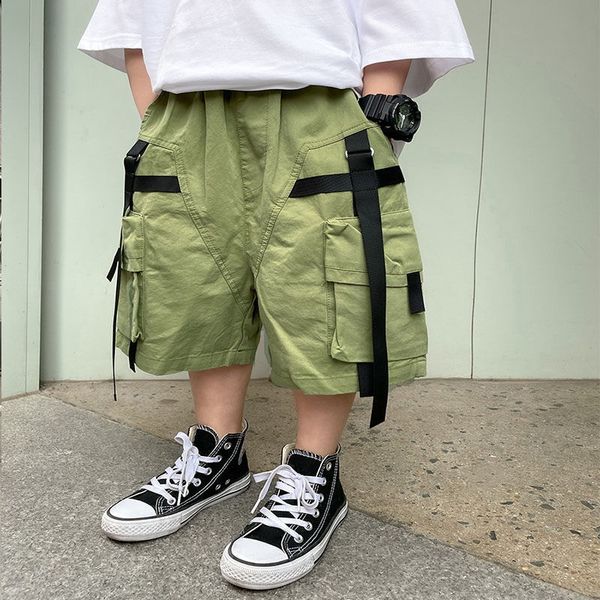 

shorts boys shorts teen fashion cargo pants children elastic waist loose cargo short trousers kids casual sweatpants boys summer shorts 2305, Black
