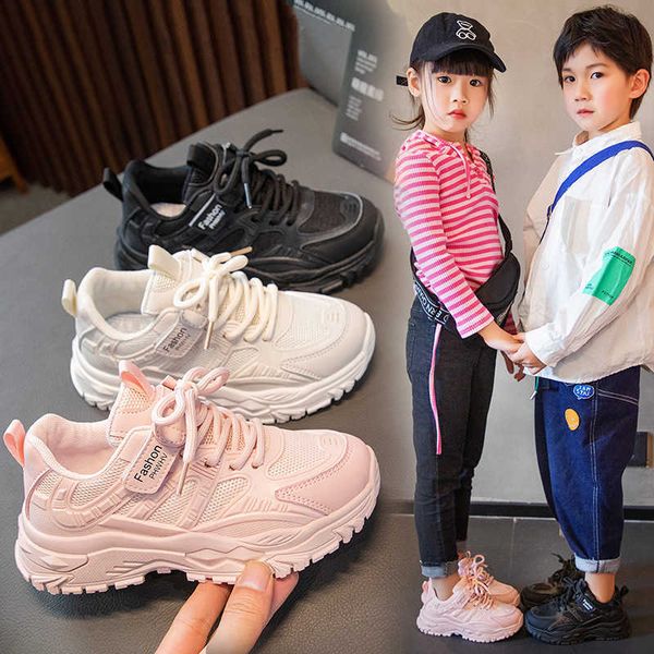 

athletic outdoor children's shoes spring 2023 sneakers mesh breathable little girl shoes non slip boys' casual running shoes kids, Black
