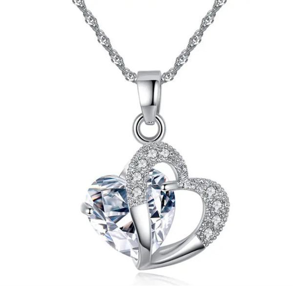 

sparkle with style: glitter zircon heart pendant necklace, Silver