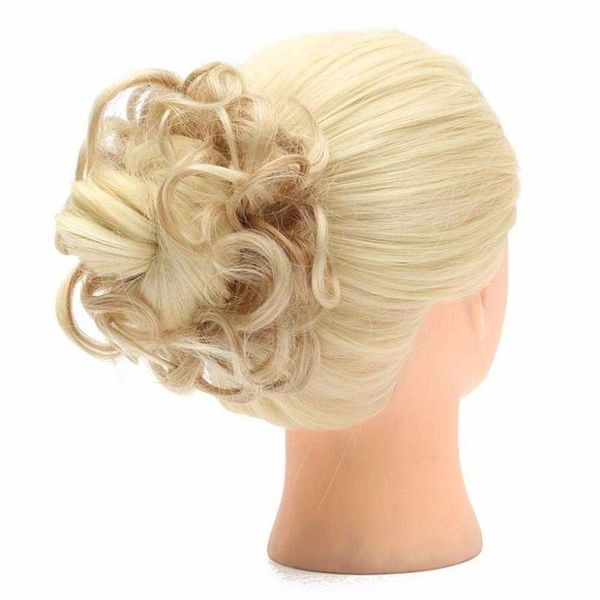 

whole1pc buns hair piece updo bride bun natural elastic piece wavy messy multifuctional synthetic curly chignon4376406gr78, Black