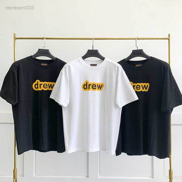 

drew shirt face short sleeve letter designer shirt for men and couples network red same cotton loose high street style fog fashion 63fw, White;black