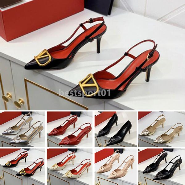 

2023 new women high heels sandals red shiny bottom pointed thin heels 8cm 10cm 12cm nude black patent leather summer womens shoes with dust