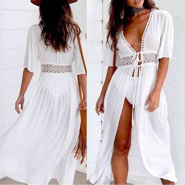 

swimwear beach dress swimwear women beachwear cover up cardigan bikini cover ups kaftan swimsuit bathing sarong split sundress femme, White;black