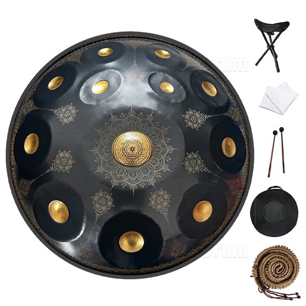 

hand drawn handpan drum 22 inch 12/10/9 notes d minor steel tongue drum meditation instrument beginner yoga tambor